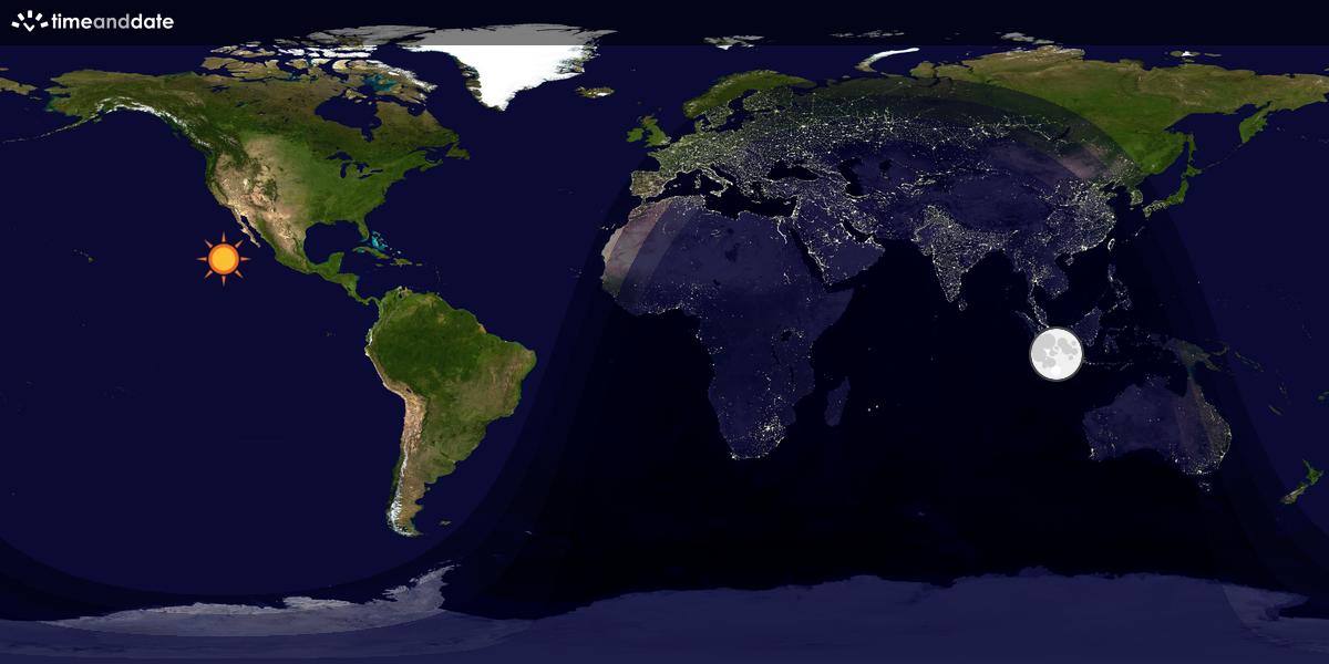 Verdenskart som viser dag og natt 