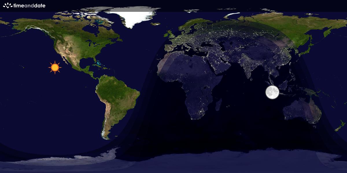 Verdenskart som viser dag og natt 