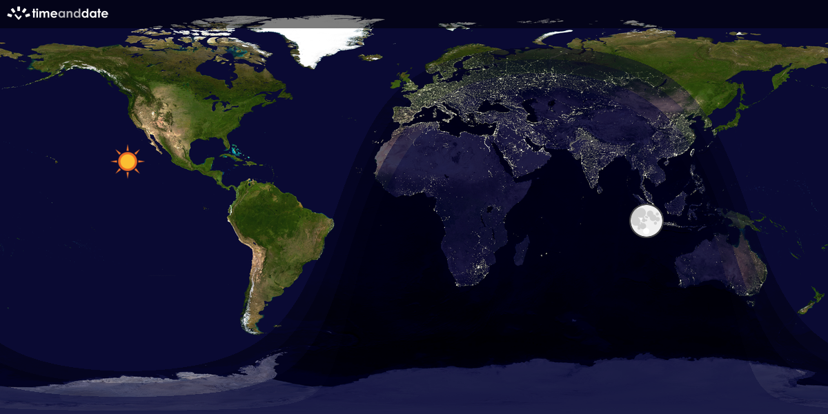 Verdenskart som viser dag og natt 