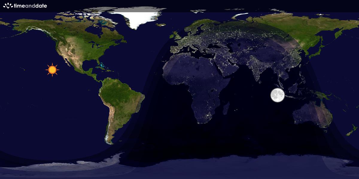 Verdenskart som viser dag og natt 