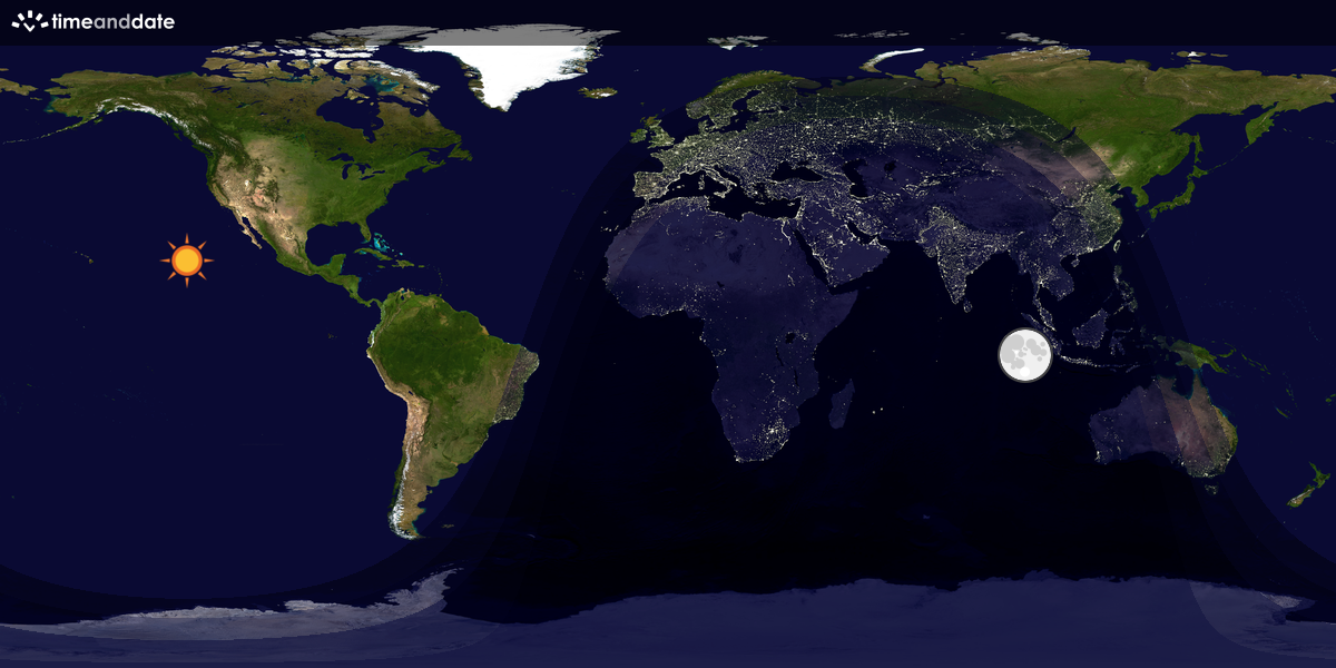 Verdenskart som viser dag og natt 
