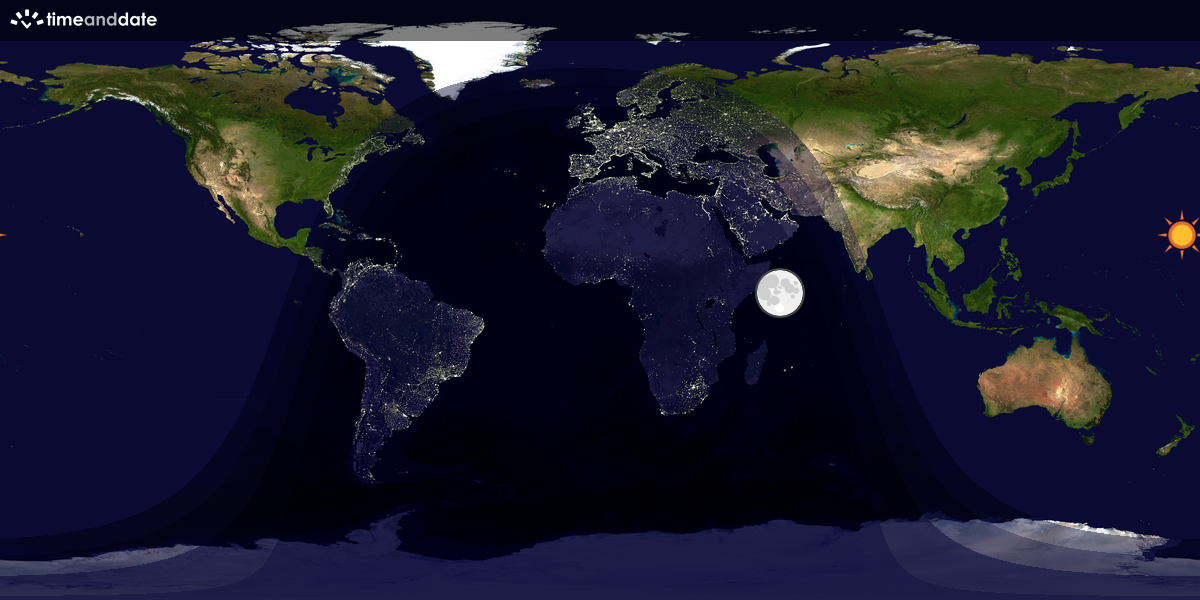 Verdenskart som viser dag og natt 