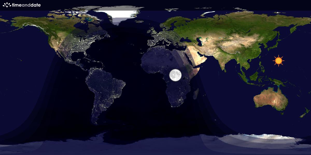 Verdenskart som viser dag og natt 