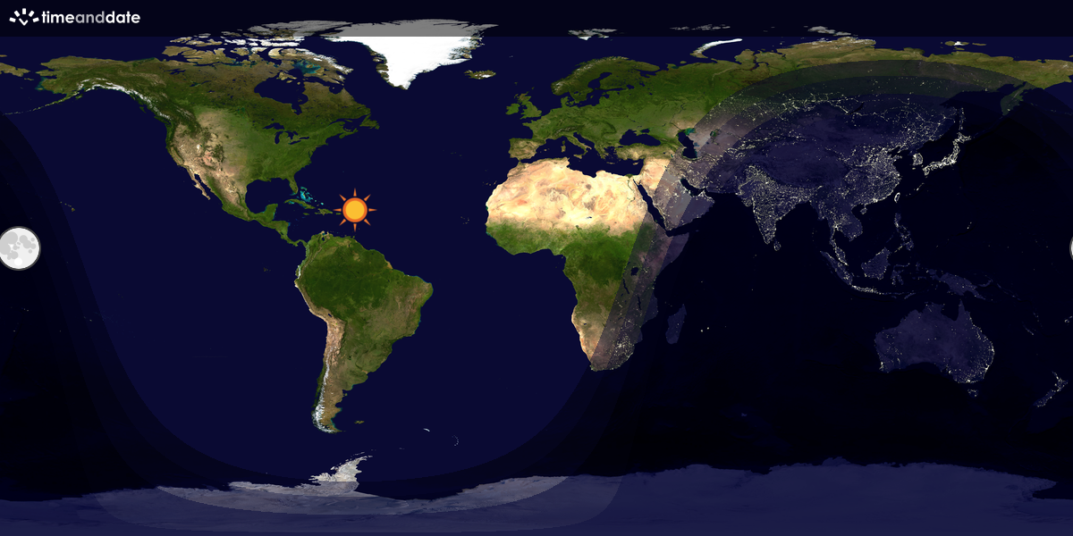 Verdenskart som viser dag og natt 