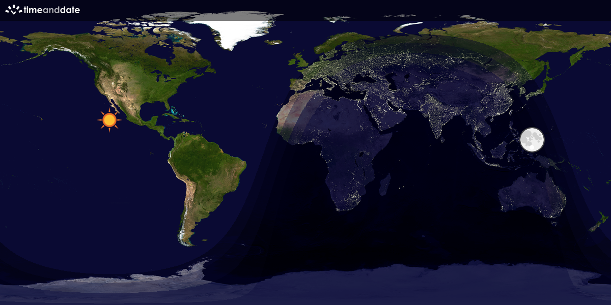 Verdenskart som viser dag og natt 