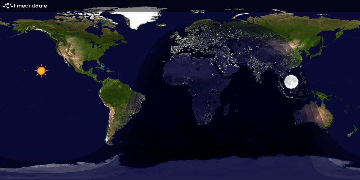 Verdenskart som viser dag og natt 