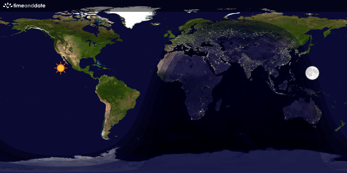 Verdenskart som viser dag og natt 