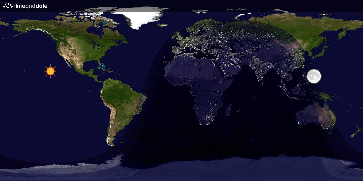 Verdenskart som viser dag og natt 