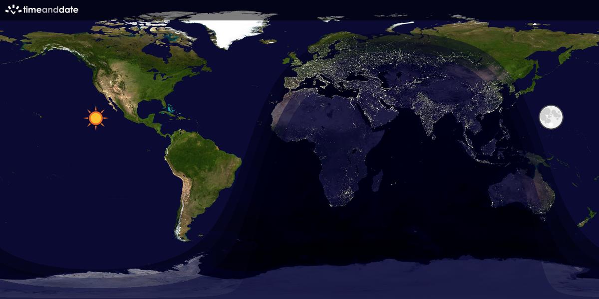 Verdenskart som viser dag og natt 