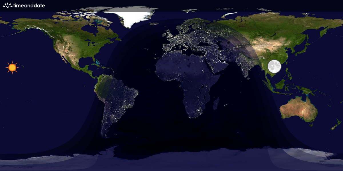 Verdenskart som viser dag og natt 