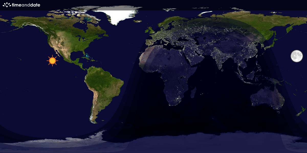 Verdenskart som viser dag og natt 