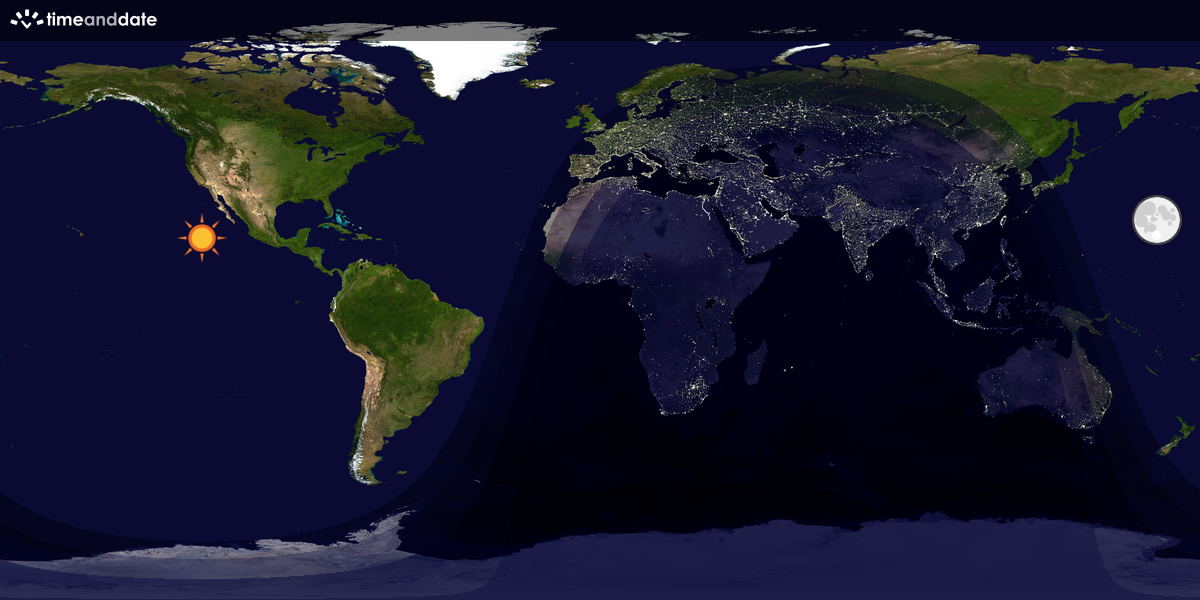 Verdenskart som viser dag og natt 