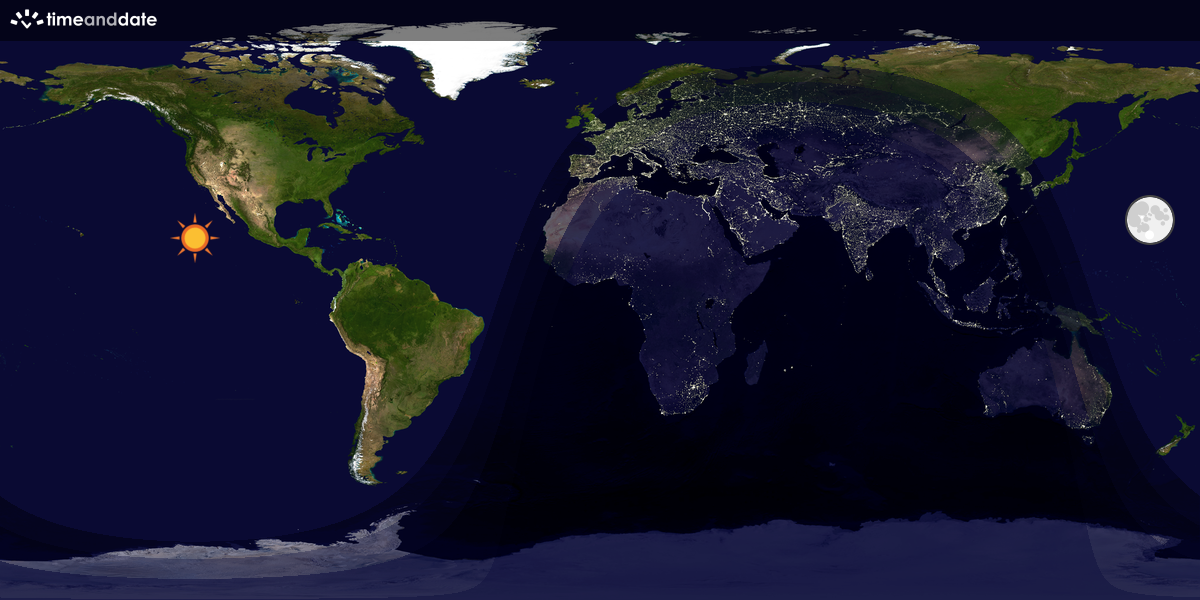 Verdenskart som viser dag og natt 