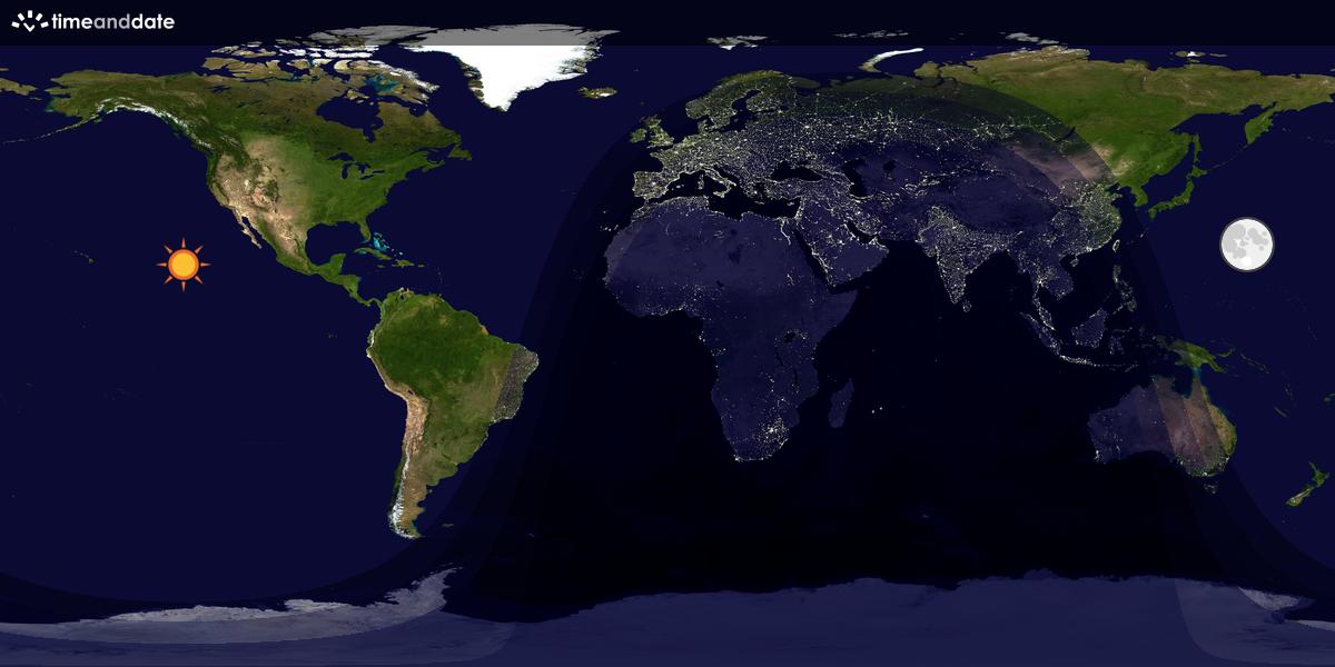 Verdenskart som viser dag og natt 