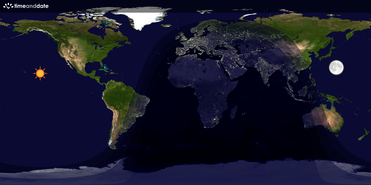 Verdenskart som viser dag og natt 