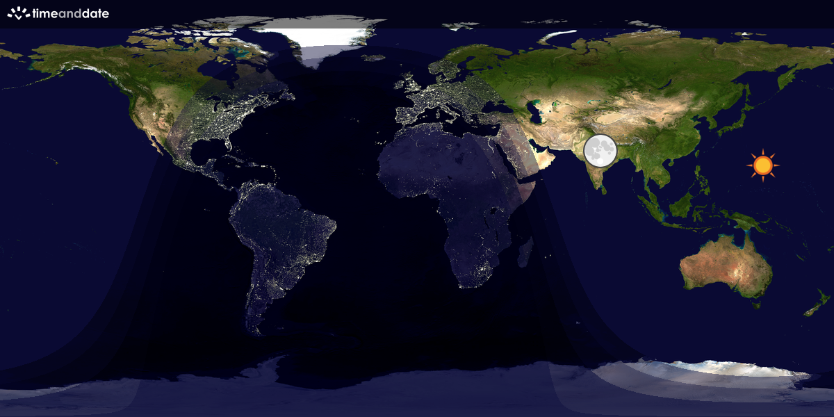 Verdenskart som viser dag og natt 
