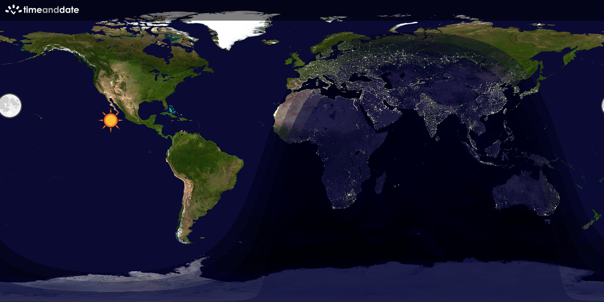 Verdenskart som viser dag og natt 
