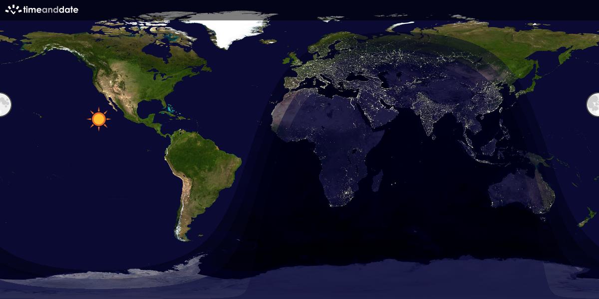 Verdenskart som viser dag og natt 