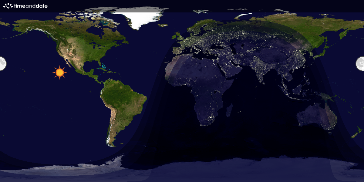 Verdenskart som viser dag og natt 