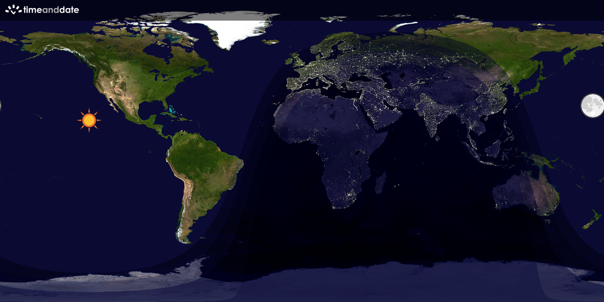 Verdenskart som viser dag og natt 