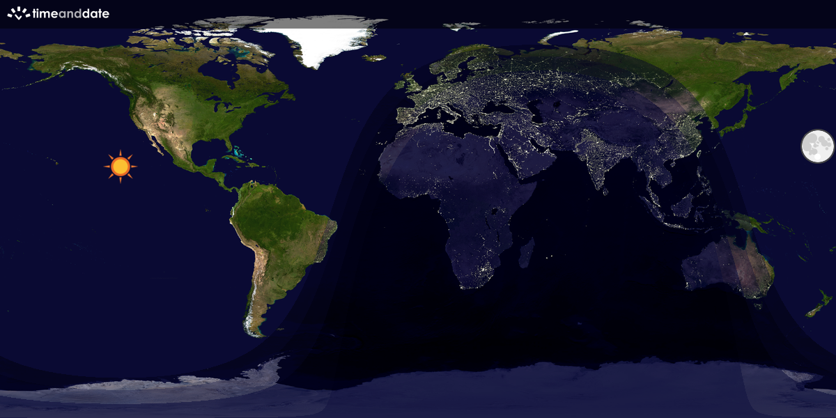Verdenskart som viser dag og natt 