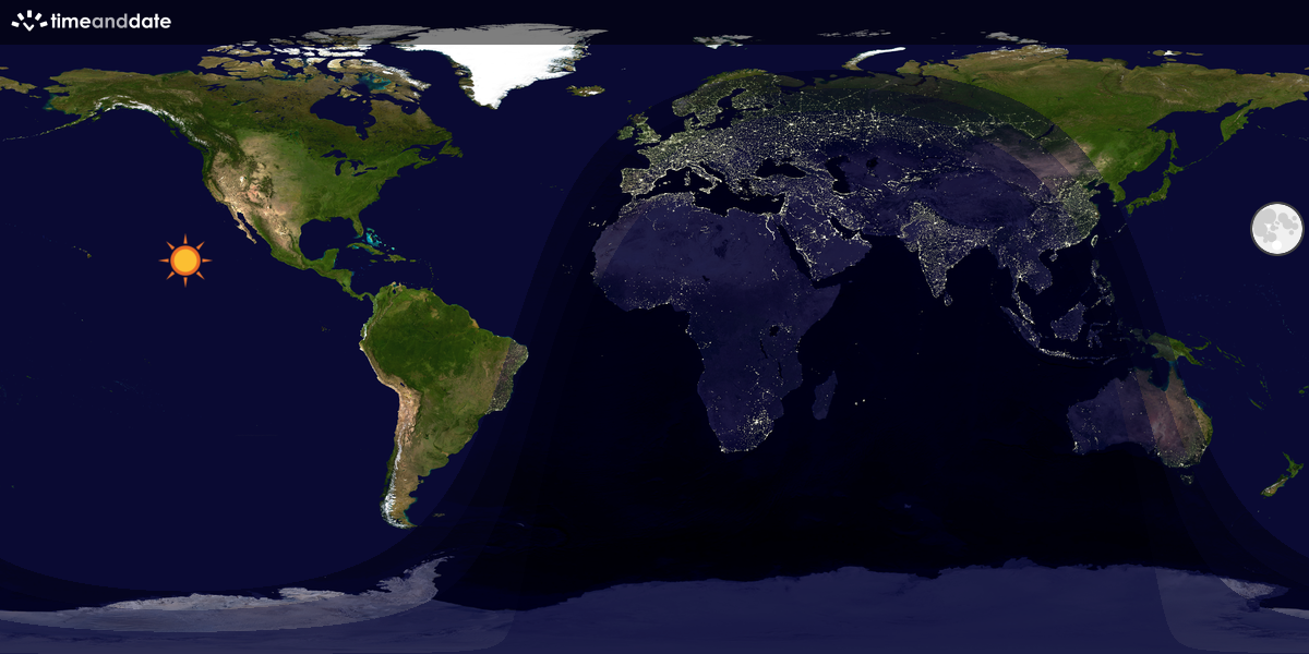 Verdenskart som viser dag og natt 