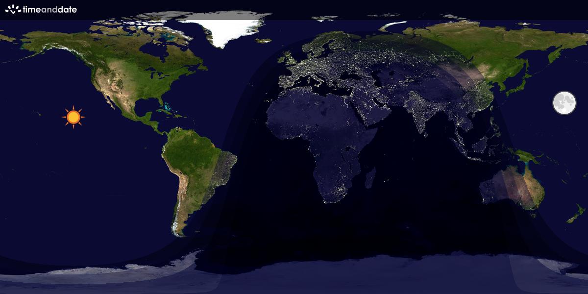 Verdenskart som viser dag og natt 