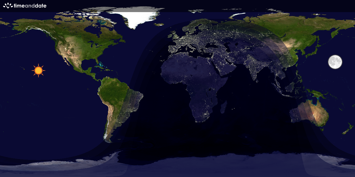 Verdenskart som viser dag og natt 