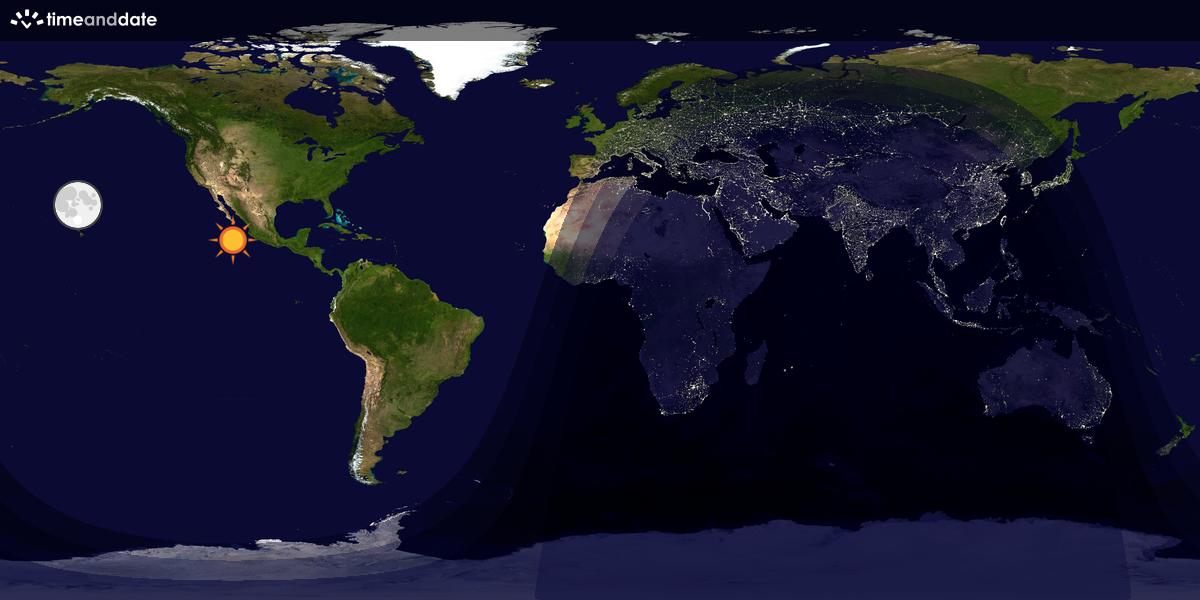 Verdenskart som viser dag og natt 