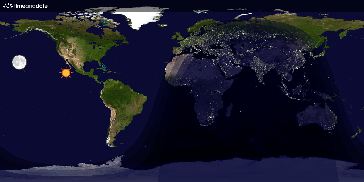 Verdenskart som viser dag og natt 