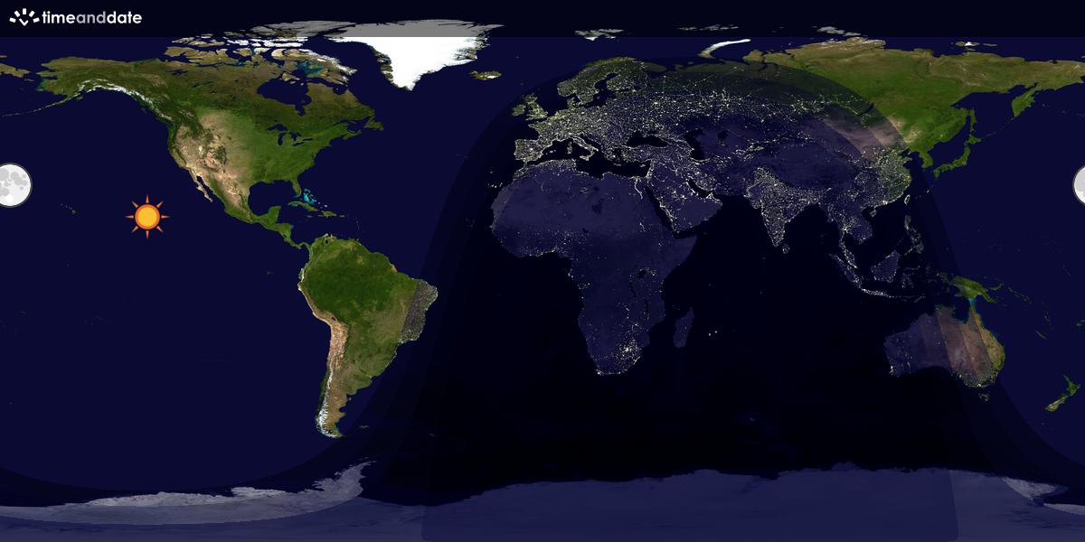 Verdenskart som viser dag og natt 