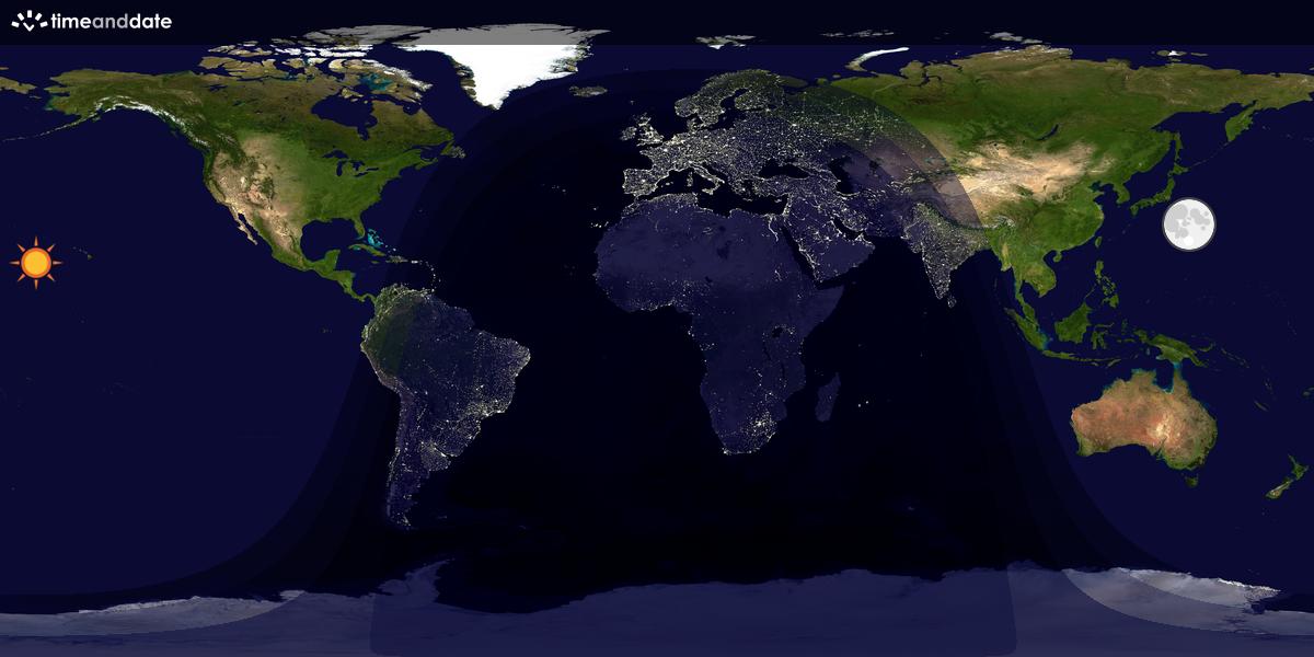 Verdenskart som viser dag og natt 