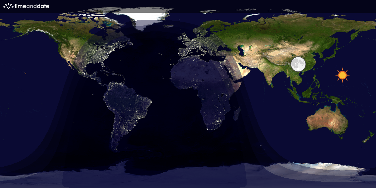 Verdenskart som viser dag og natt 