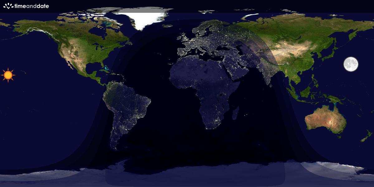 Verdenskart som viser dag og natt 