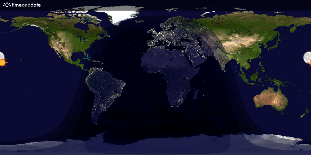 Verdenskart som viser dag og natt 