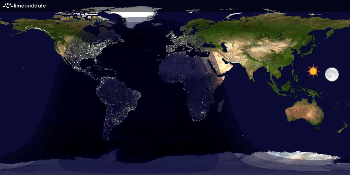 Verdenskart som viser dag og natt 