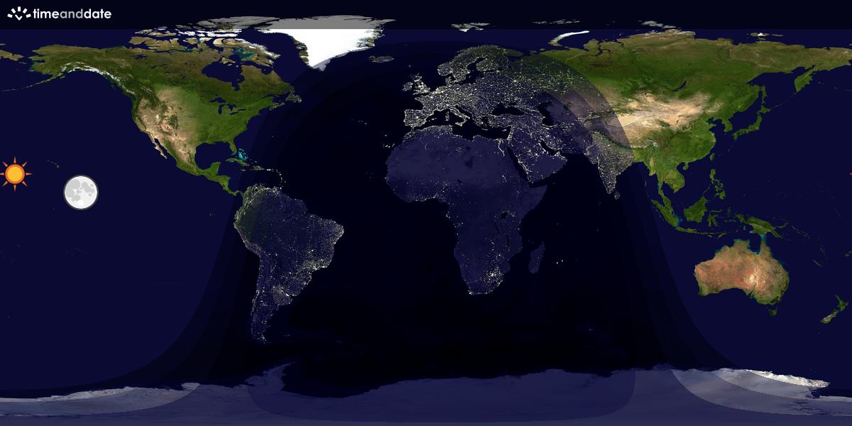 Verdenskart som viser dag og natt 