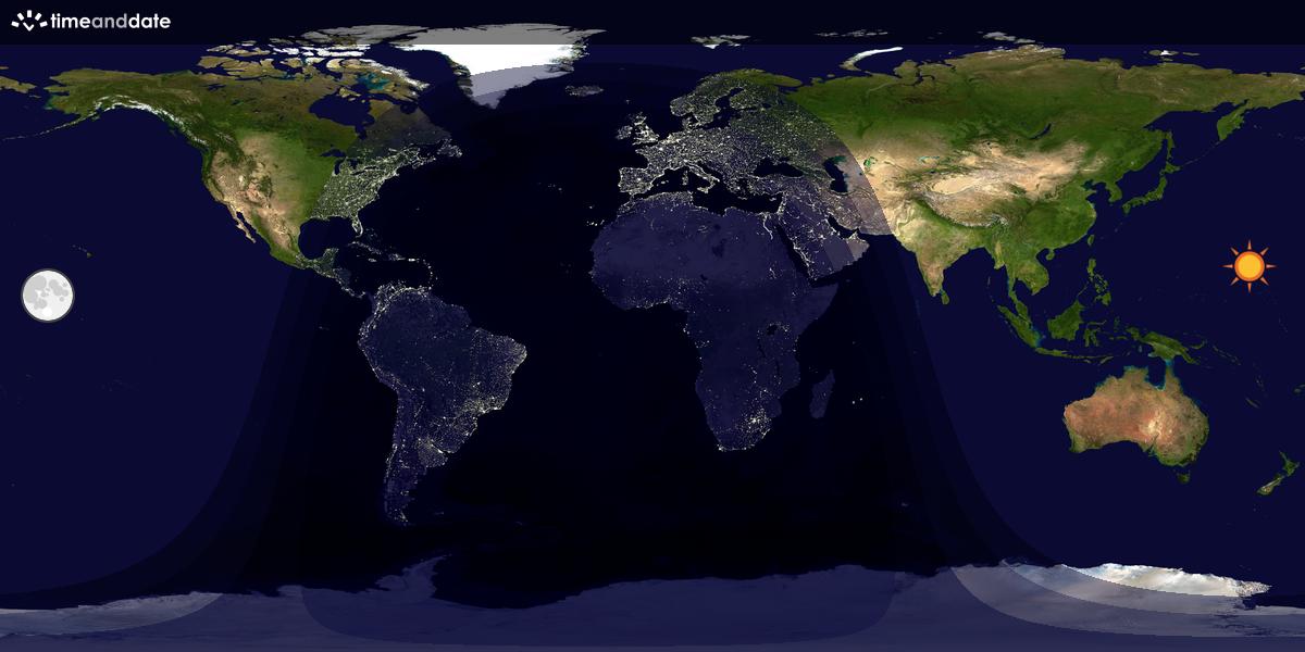 Verdenskart som viser dag og natt 