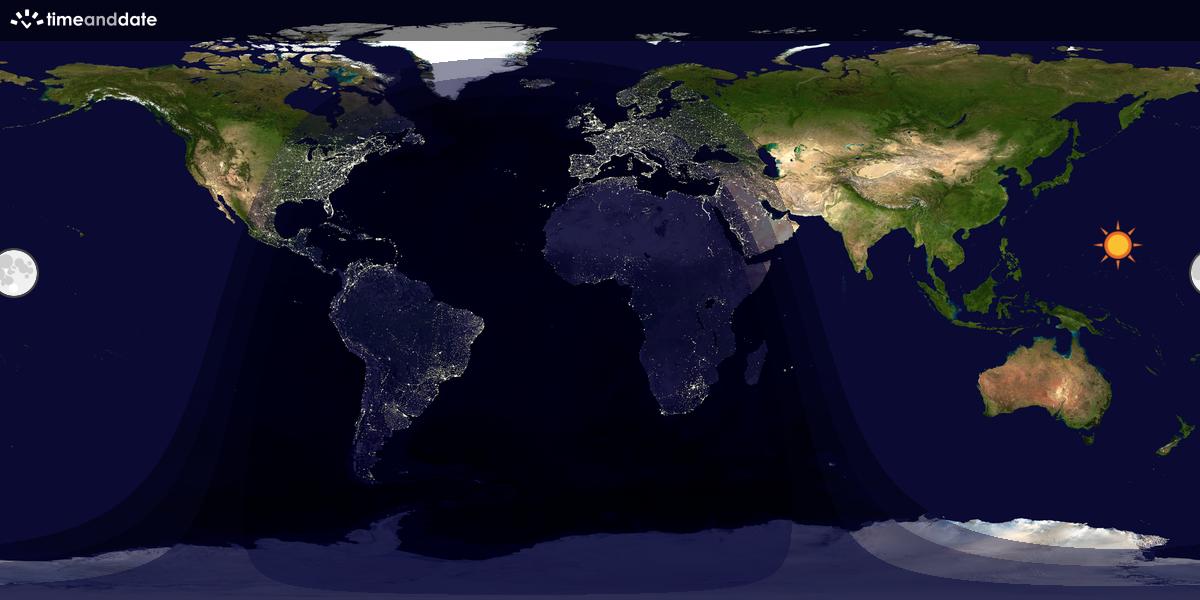 Verdenskart som viser dag og natt 