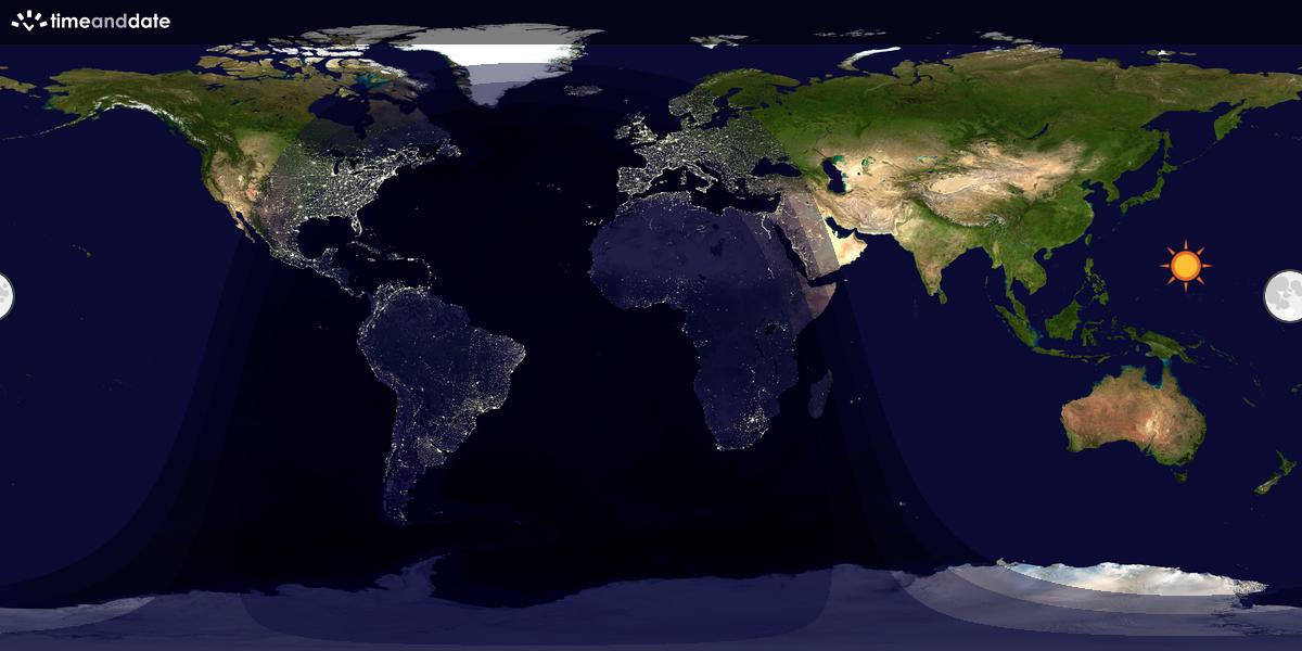 Verdenskart som viser dag og natt 