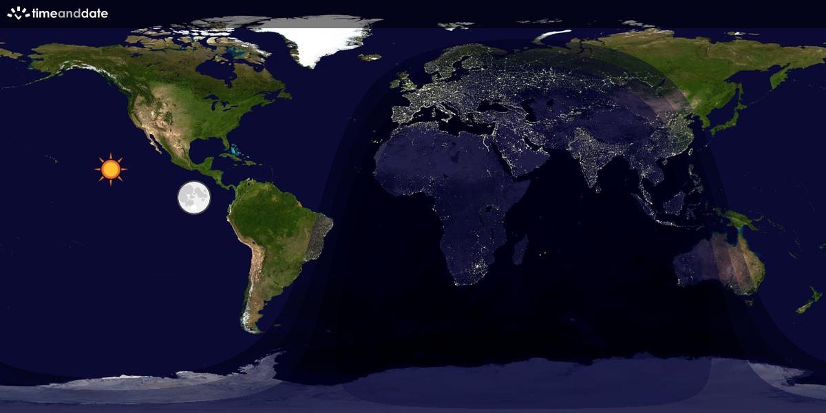 Verdenskart som viser dag og natt 
