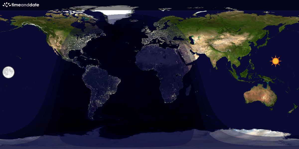 Verdenskart som viser dag og natt 