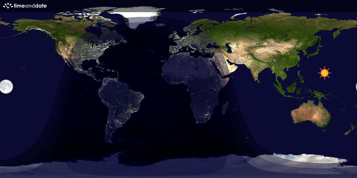 Verdenskart som viser dag og natt 