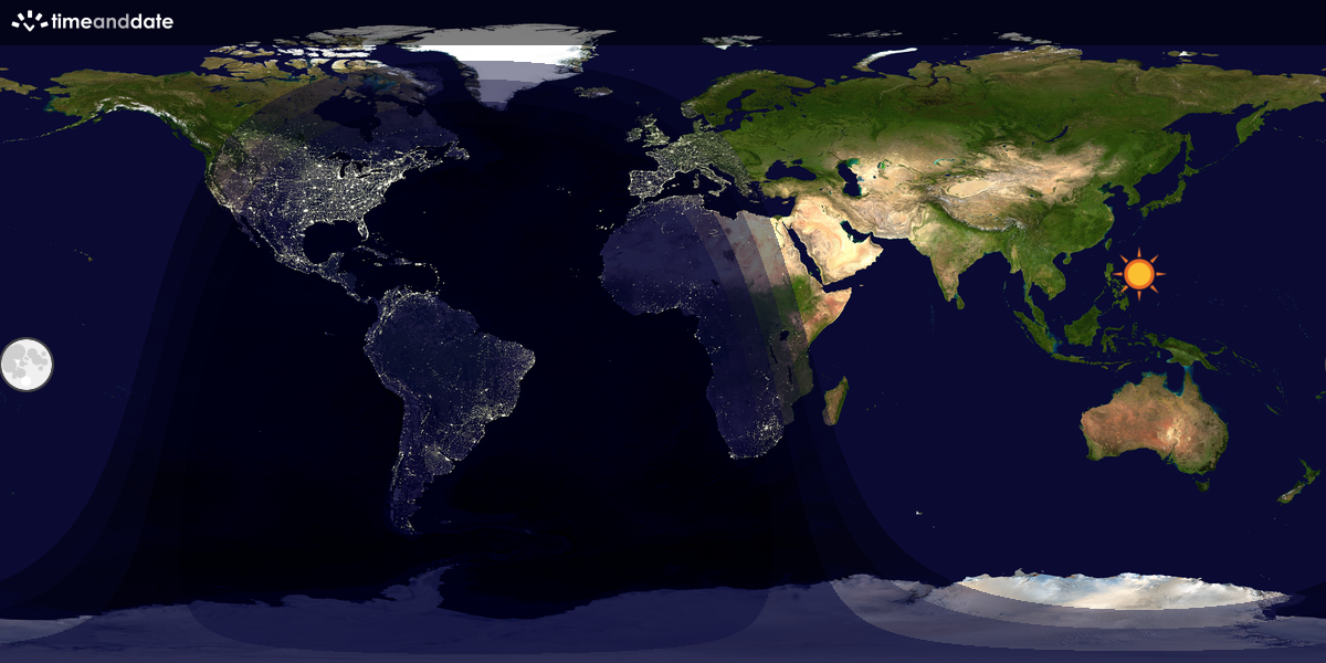 Verdenskart som viser dag og natt 