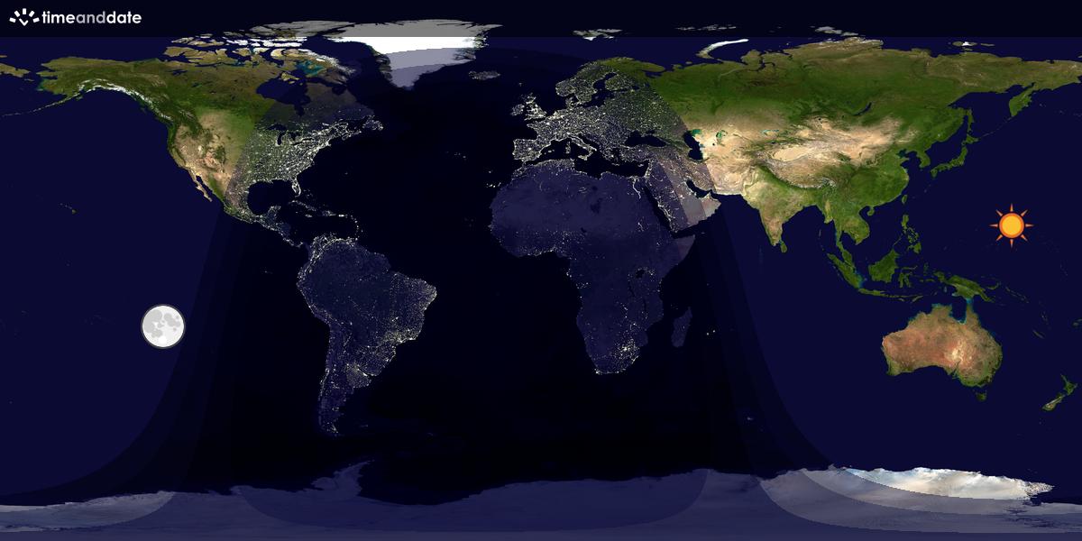 Verdenskart som viser dag og natt 