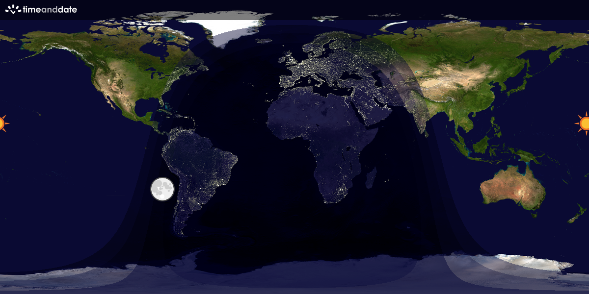 Verdenskart som viser dag og natt 