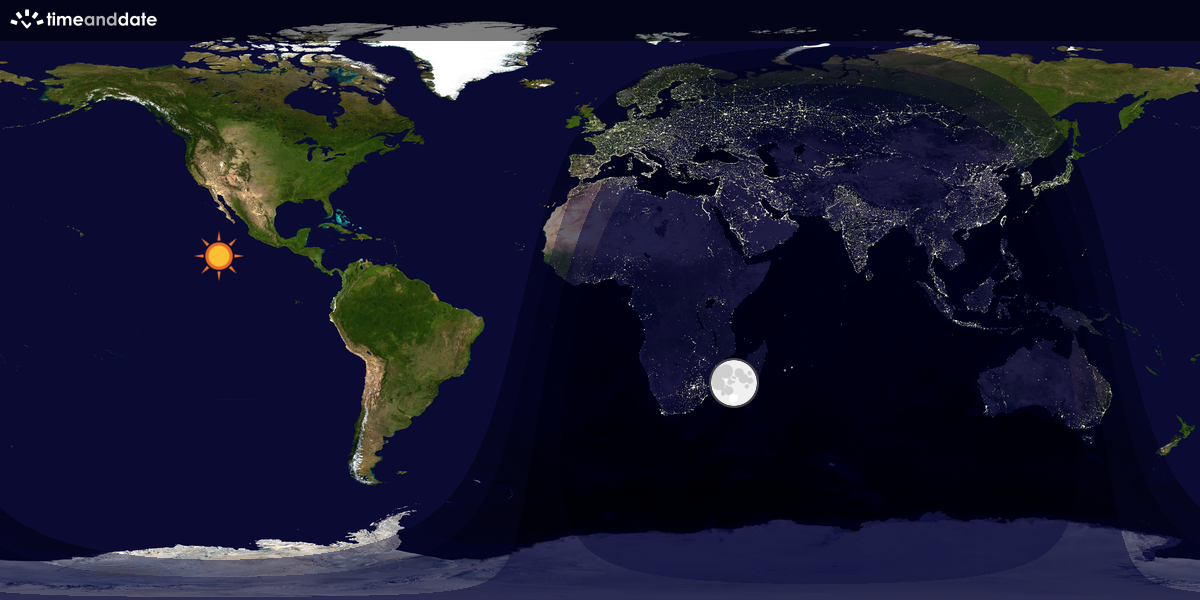 Verdenskart som viser dag og natt 