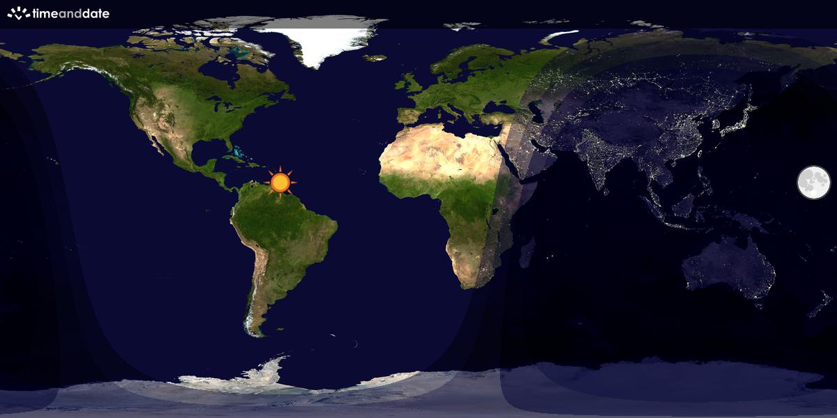 Verdenskart som viser dag og natt 