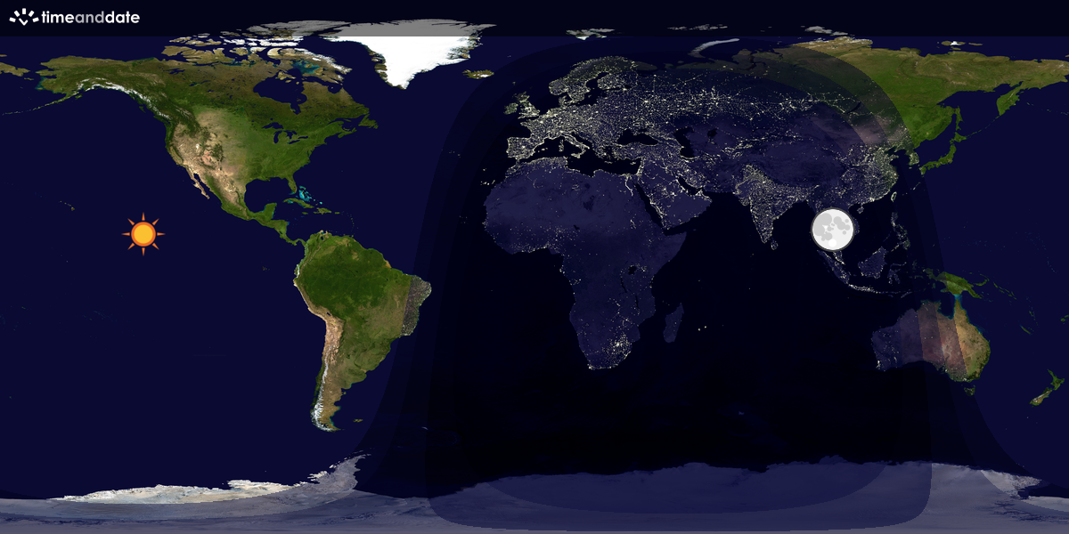 Verdenskart som viser dag og natt 
