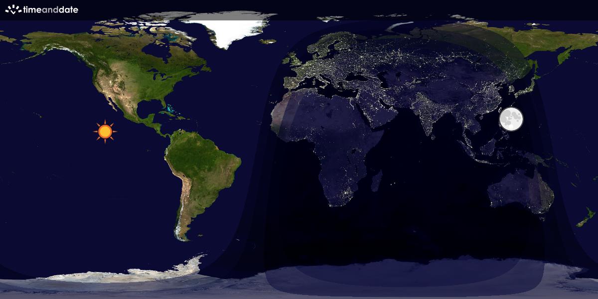Verdenskart som viser dag og natt 